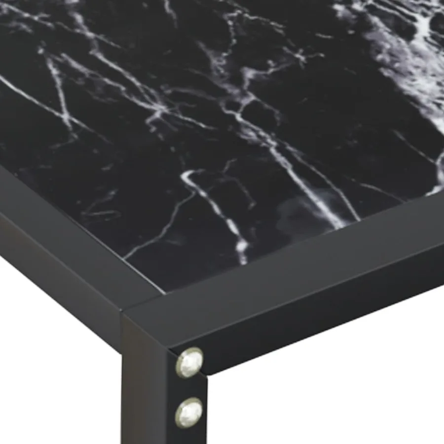 Table console Marbre noir 140x35x75,5 cm Verre trempé - 6