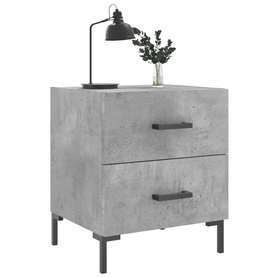 Table de chevet gris béton 40x35x47,5 cm bois d’ingénierie - 3