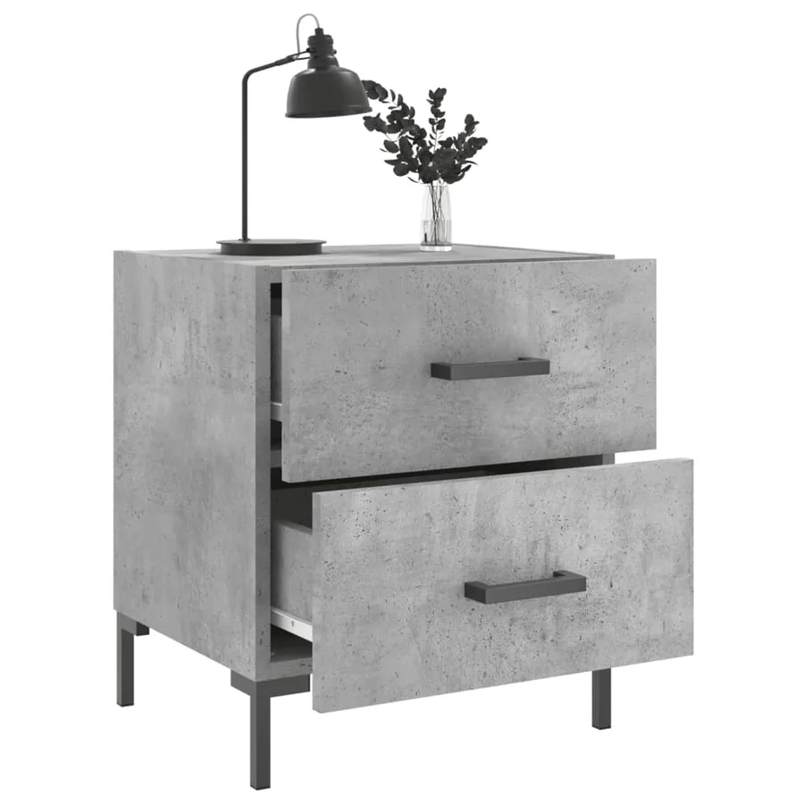 Table de chevet gris béton 40x35x47,5 cm bois d’ingénierie - 4