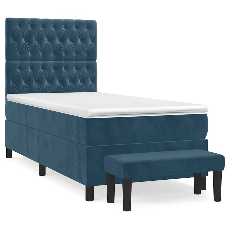 Sommier à lattes de lit avec matelas Bleu foncé 90x200 cm - 2