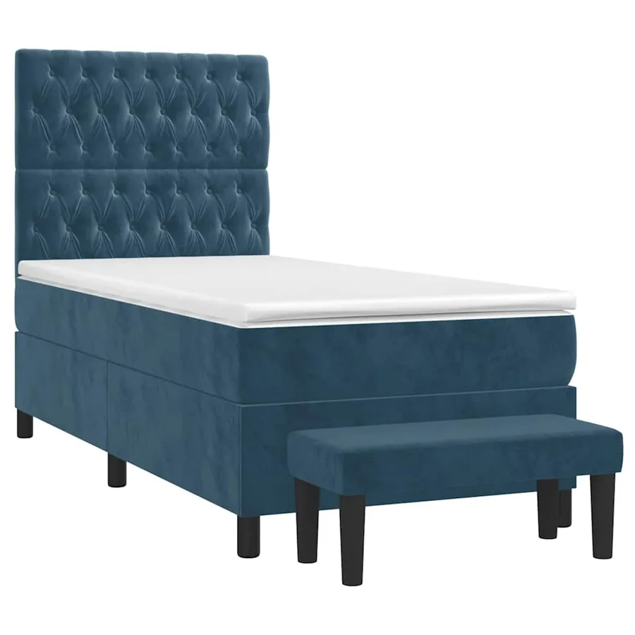 Sommier à lattes de lit avec matelas Bleu foncé 90x200 cm - 3