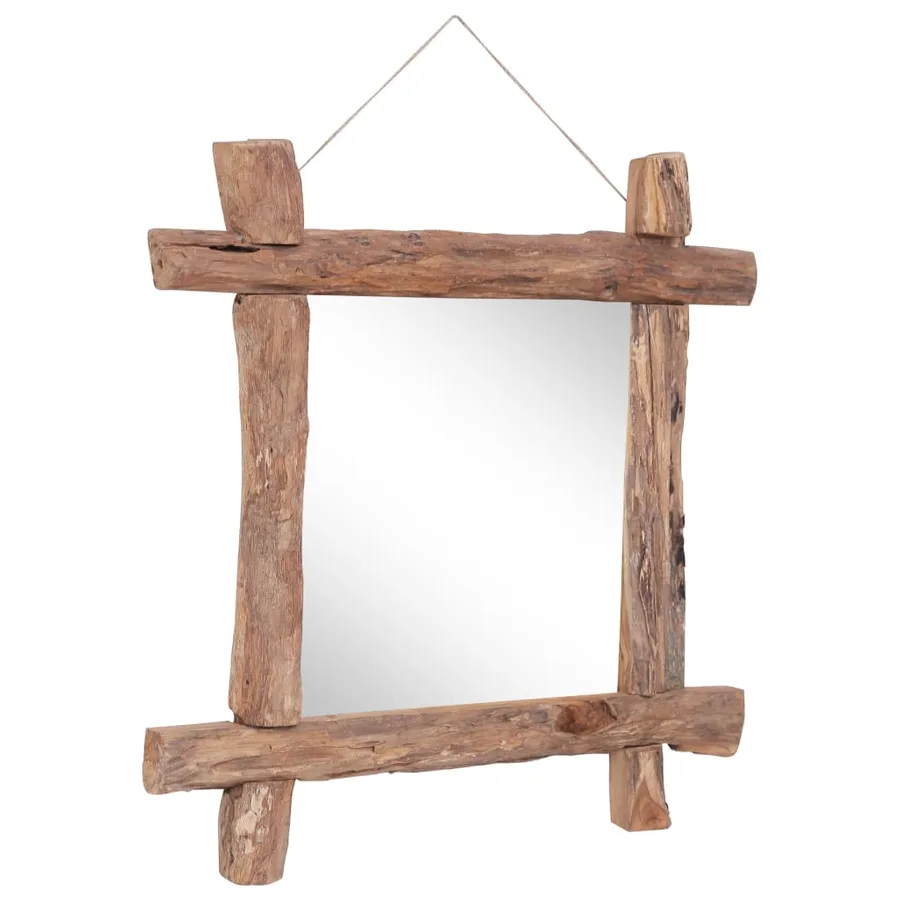 Miroir à bûches Naturel 70x70 cm bois de teck recyclé - 2