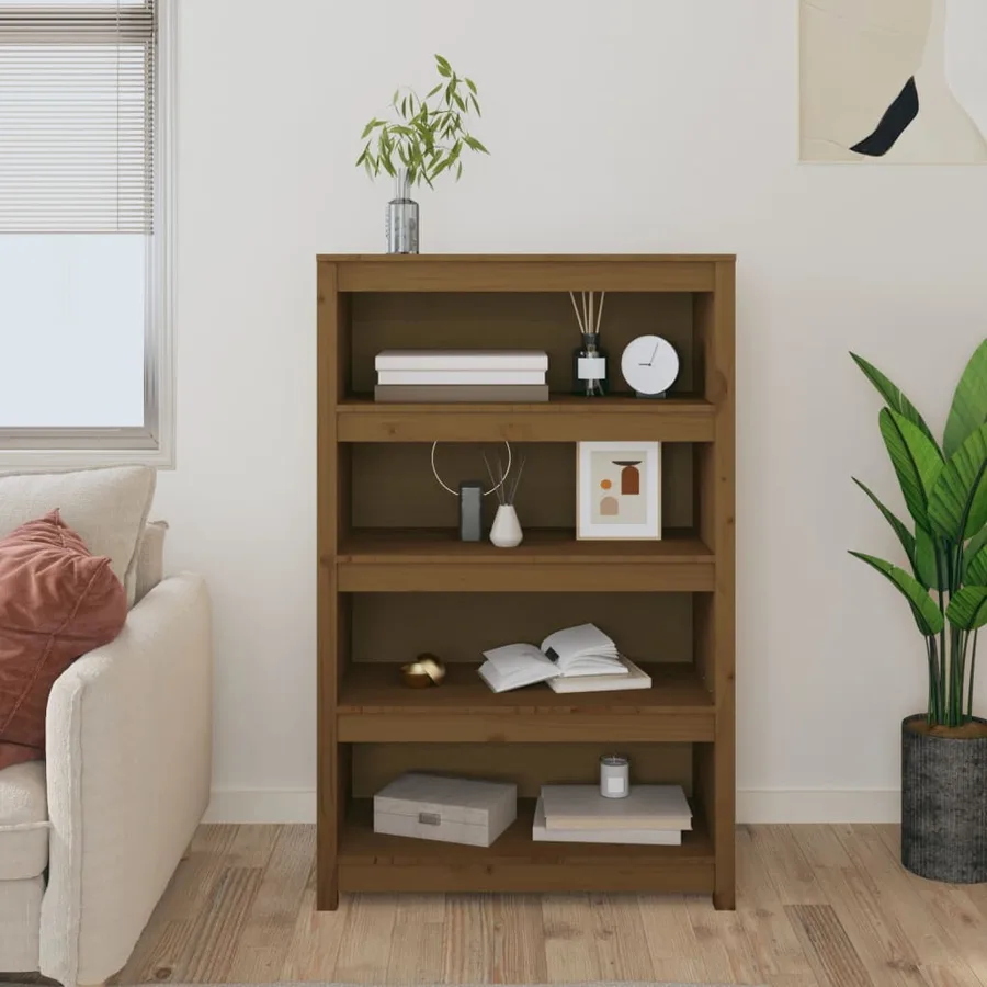 Bibliothèque Marron miel 80x35x126 cm Bois de pin massif - 3
