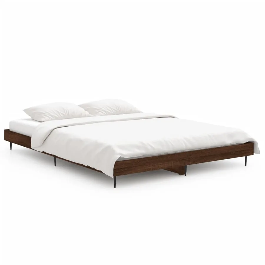 Cadre de lit sans matelas chêne marron 135x190 cm - 2