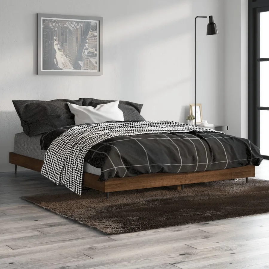 Cadre de lit sans matelas chêne marron 135x190 cm - 4