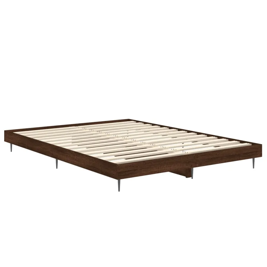 Cadre de lit sans matelas chêne marron 135x190 cm - 5