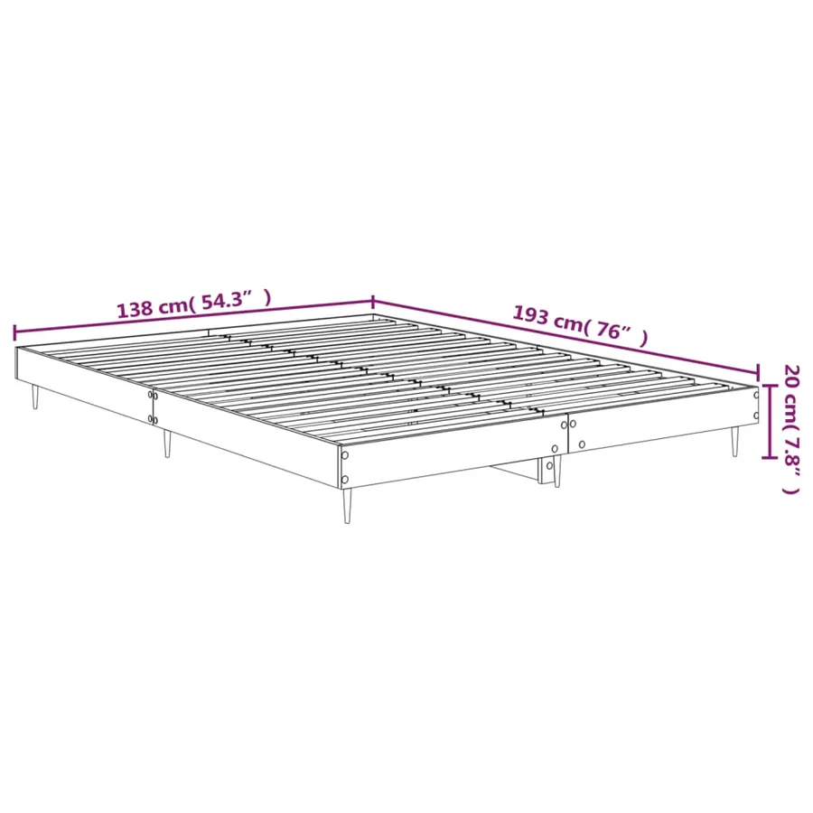 Cadre de lit sans matelas chêne marron 135x190 cm - 9