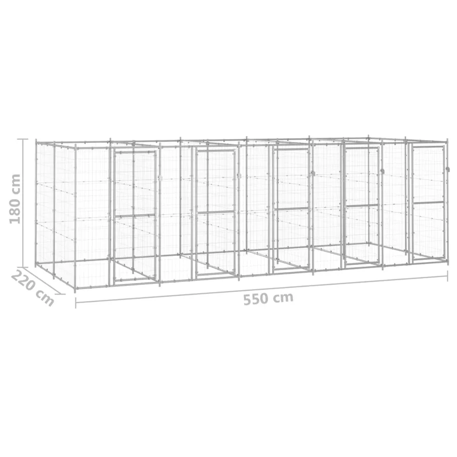 Chenil extérieur Acier galvanisé 12,1 m² - 6