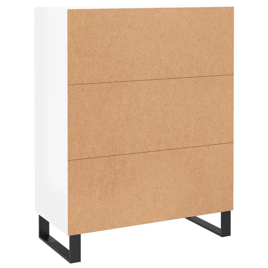 Buffet Blanc brillant 69,5x34x90 cm Bois d'ingénierie - 8
