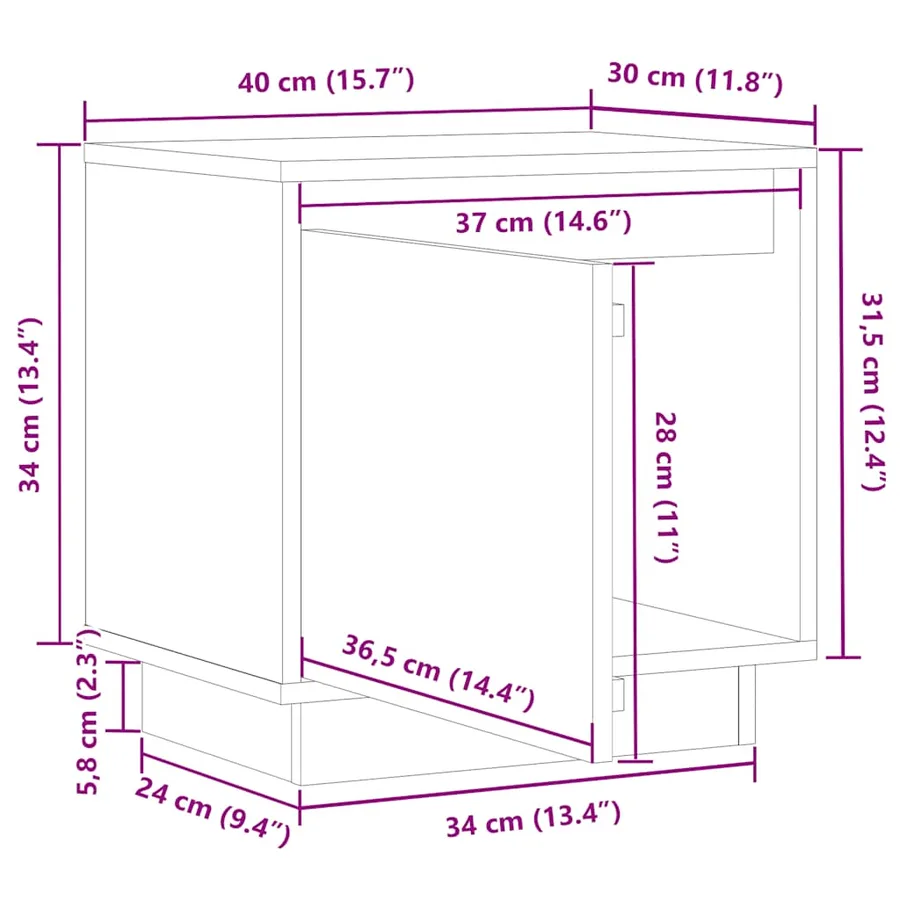 Table de chevet Blanc 40x30x40 cm Bois de pin solide - 11