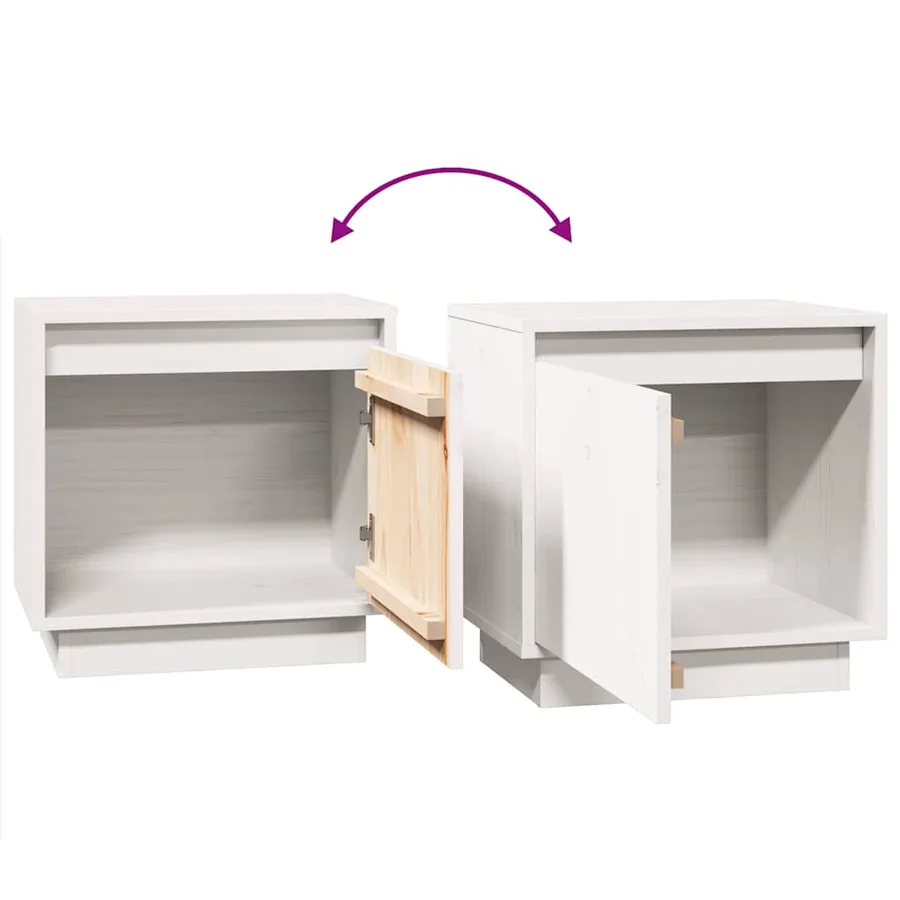 Table de chevet Blanc 40x30x40 cm Bois de pin solide - 8