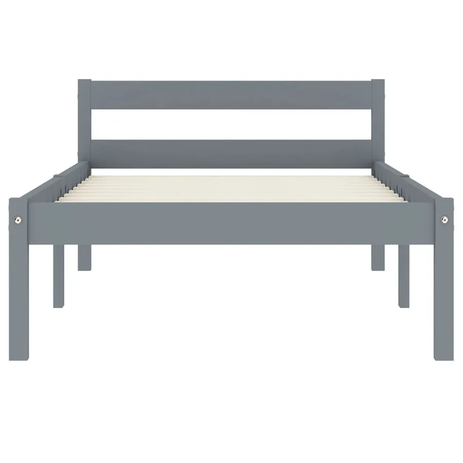 Cadre de lit sans matelas gris bois massif de pin 100x200 cm - 3