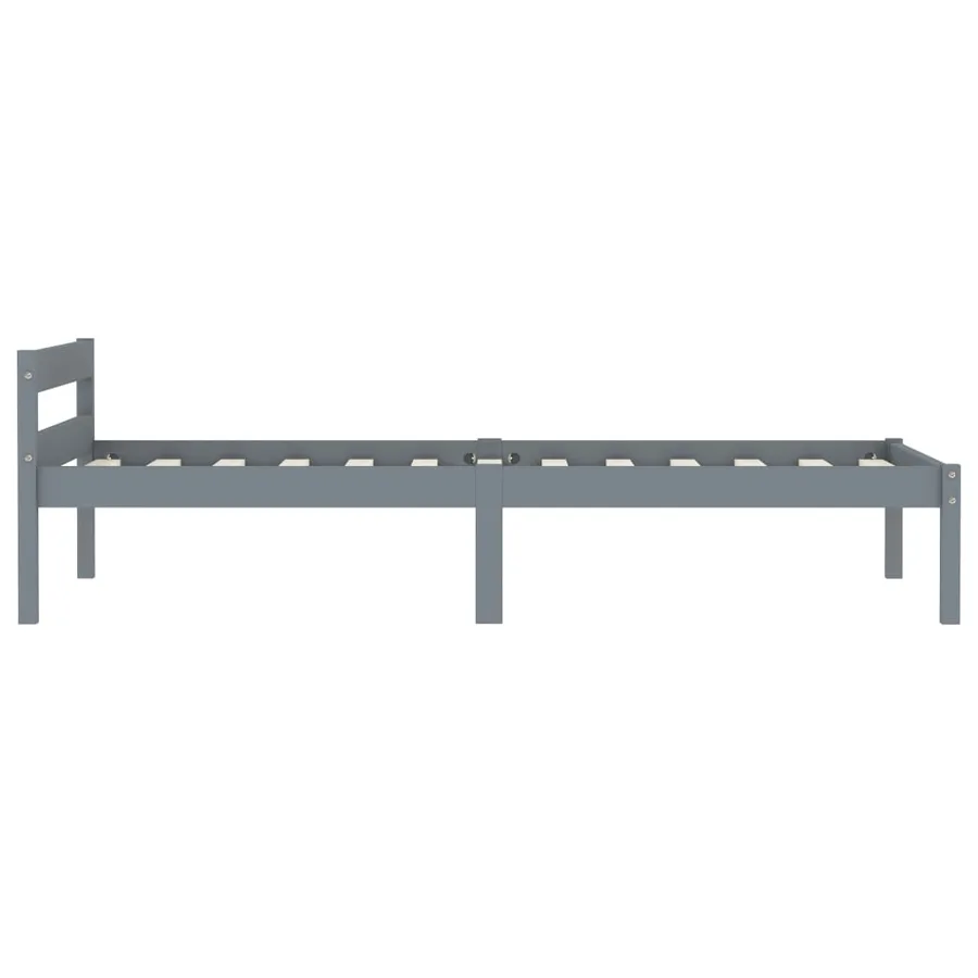 Cadre de lit sans matelas gris bois massif de pin 100x200 cm - 4