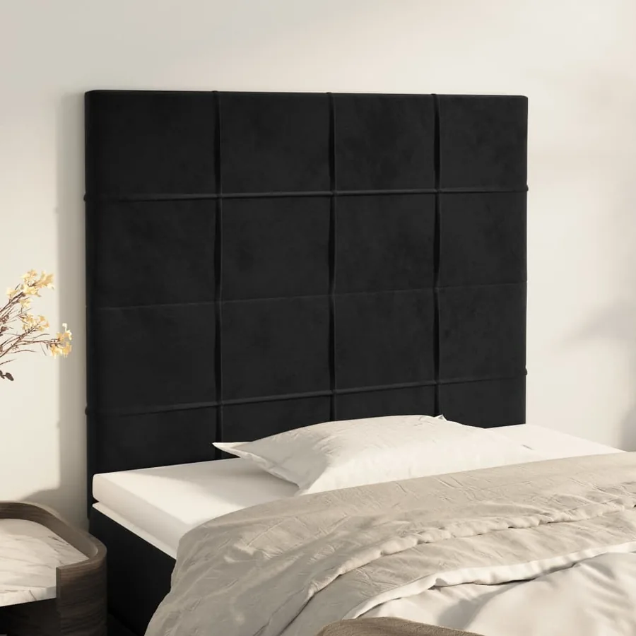 Tête de lit Noir 80x5x118/128 cm Velours