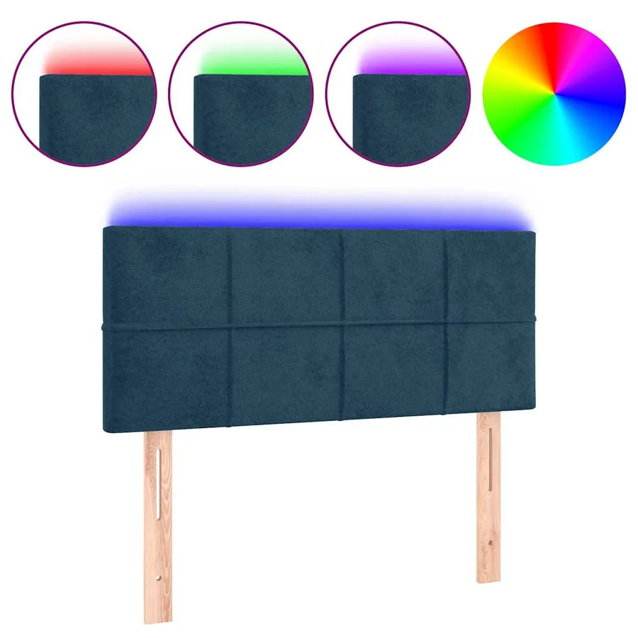 Tête de lit à LED Bleu foncé 90x5x78/88 cm Velours - 2
