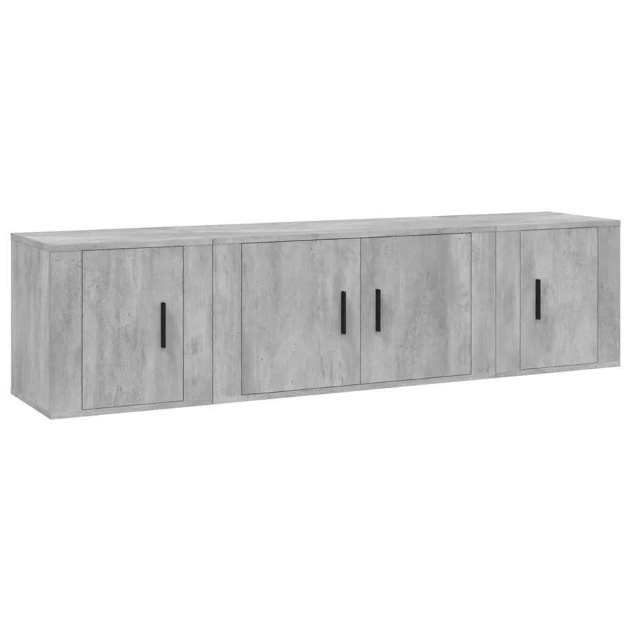 Ensemble de meubles TV 3 pcs Gris béton Bois d'ingénierie - 2