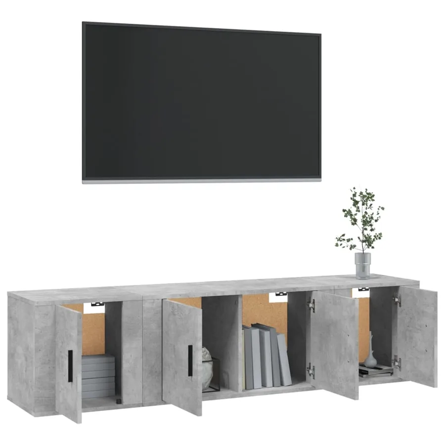 Ensemble de meubles TV 3 pcs Gris béton Bois d'ingénierie - 3