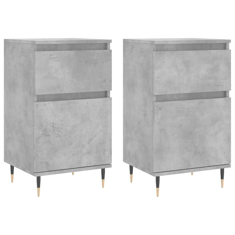 Buffets 2 pcs gris béton 40x35x70 cm bois d'ingénierie - 2