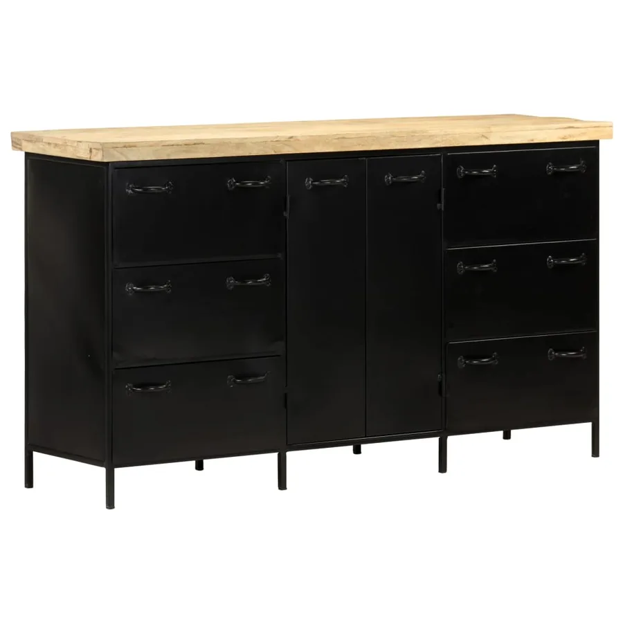 Buffet 140x38x76 cm Bois de manguier brut - 10