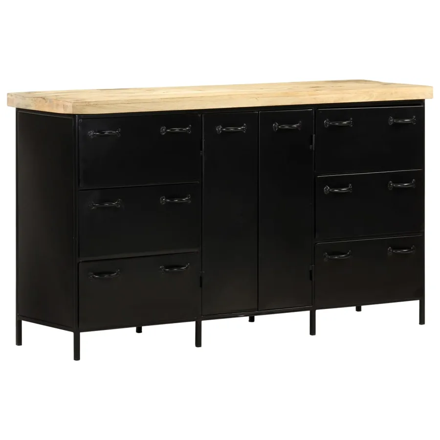 Buffet 140x38x76 cm Bois de manguier brut - 11