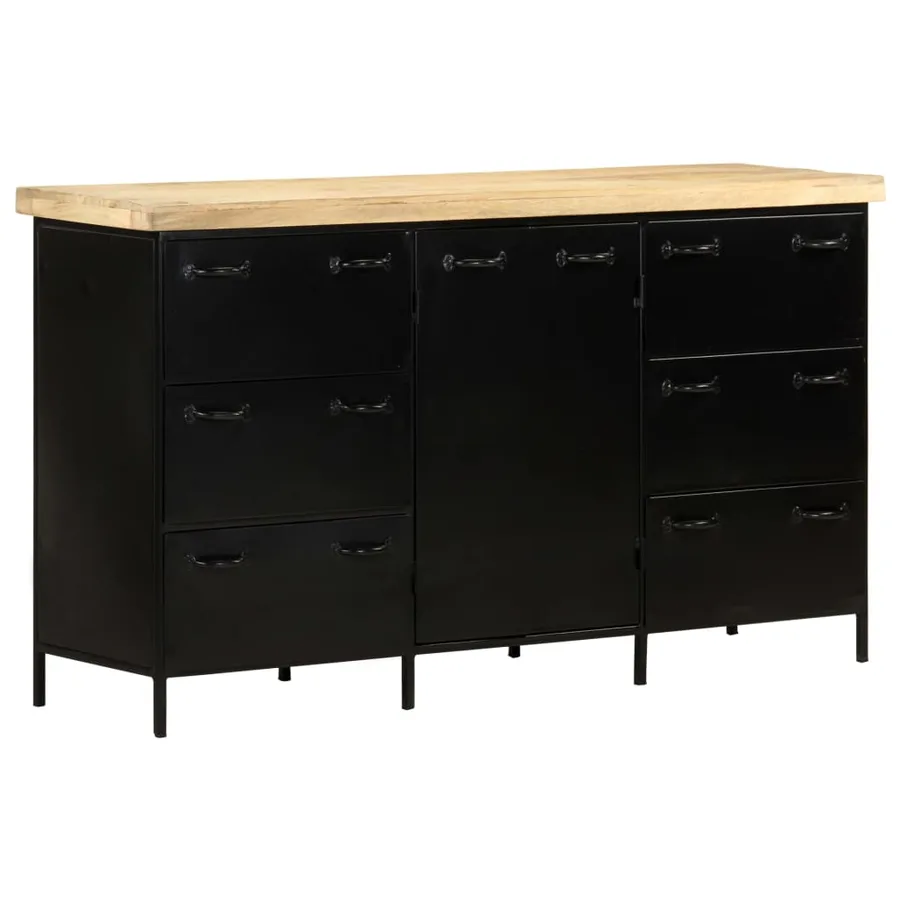 Buffet 140x38x76 cm Bois de manguier brut - 12