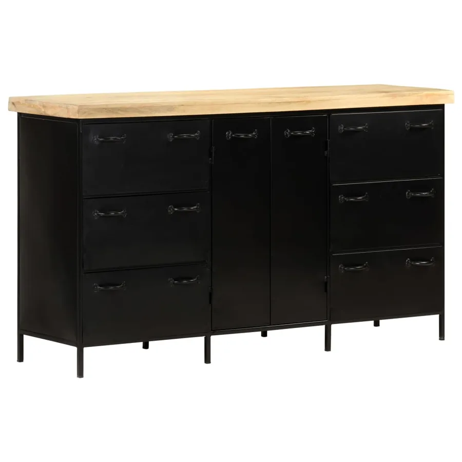 Buffet 140x38x76 cm Bois de manguier brut - 13