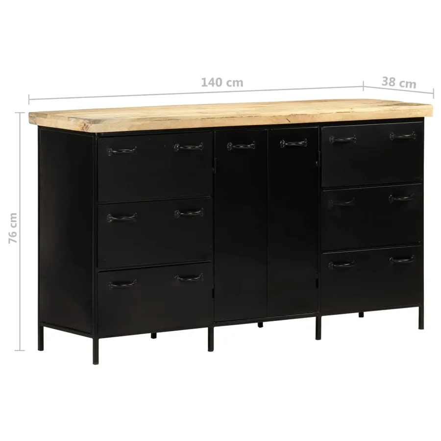 Buffet 140x38x76 cm Bois de manguier brut - 9