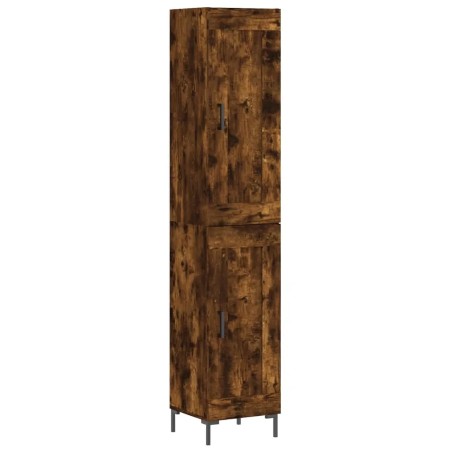 Buffet haut Chêne fumé 34,5x34x180 cm Bois d'ingénierie - 2