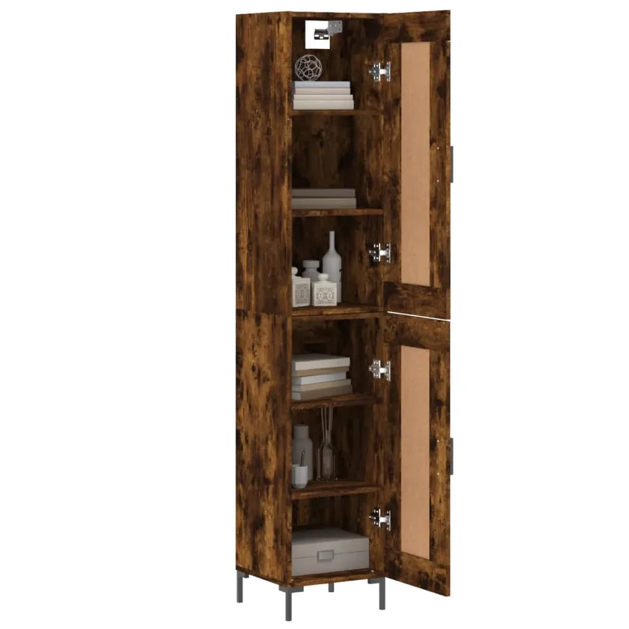 Buffet haut Chêne fumé 34,5x34x180 cm Bois d'ingénierie - 3