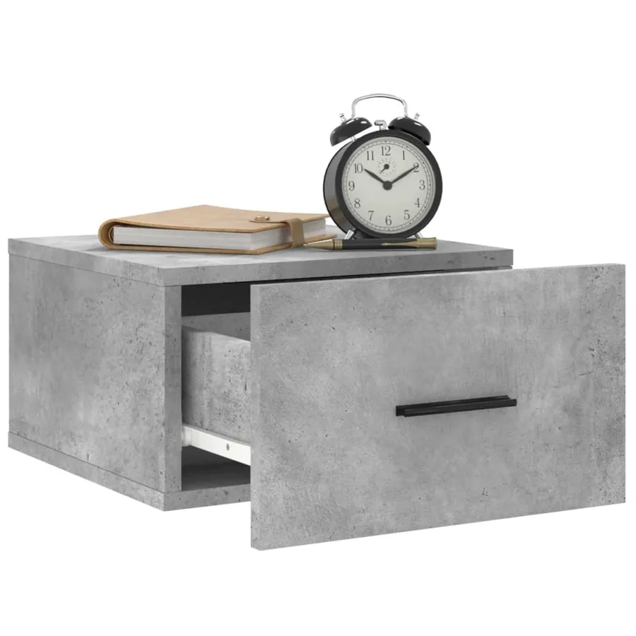 Table de chevet murale gris béton 35x35x20 cm - 4