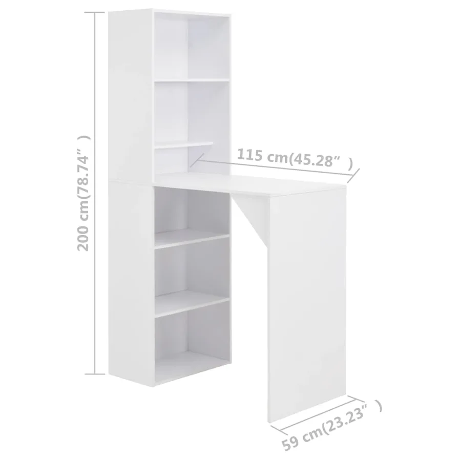 Table de bar avec armoire Blanc 115x59x200 cm - 6