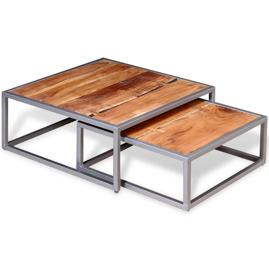 Ensemble de table basse 2 pièces Bois d'acacia massif - 2
