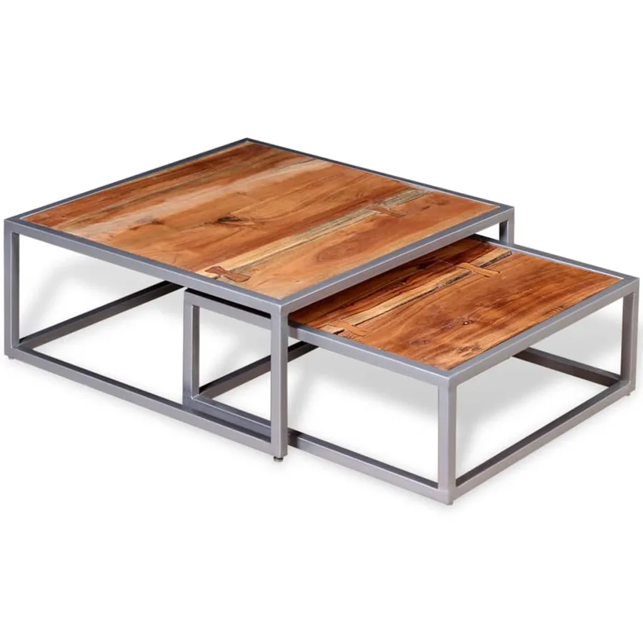 Ensemble de table basse 2 pièces Bois d'acacia massif - 3