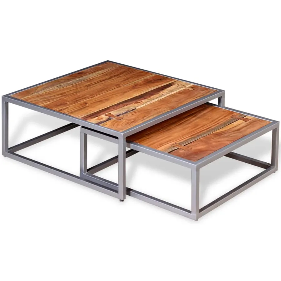 Ensemble de table basse 2 pièces Bois d'acacia massif - 4