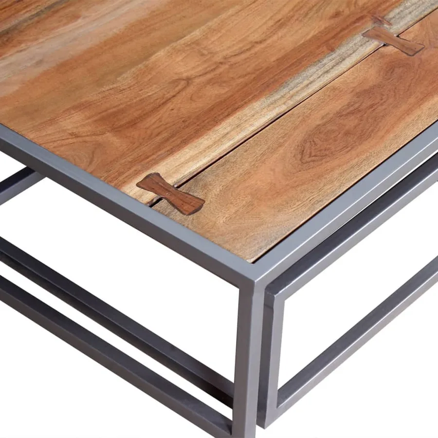 Ensemble de table basse 2 pièces Bois d'acacia massif - 8