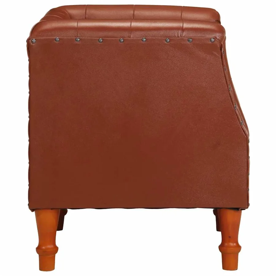 Fauteuil marron cuir véritable - 3
