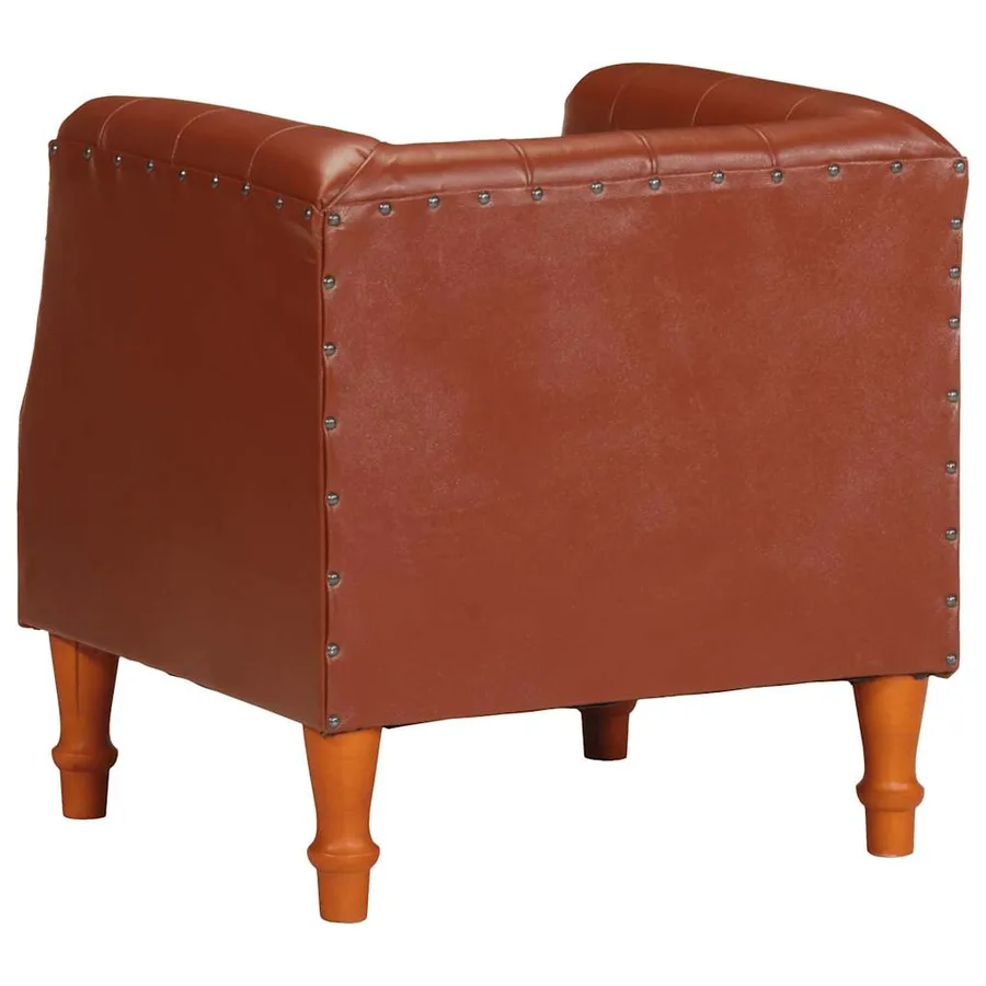 Fauteuil marron cuir véritable - 4