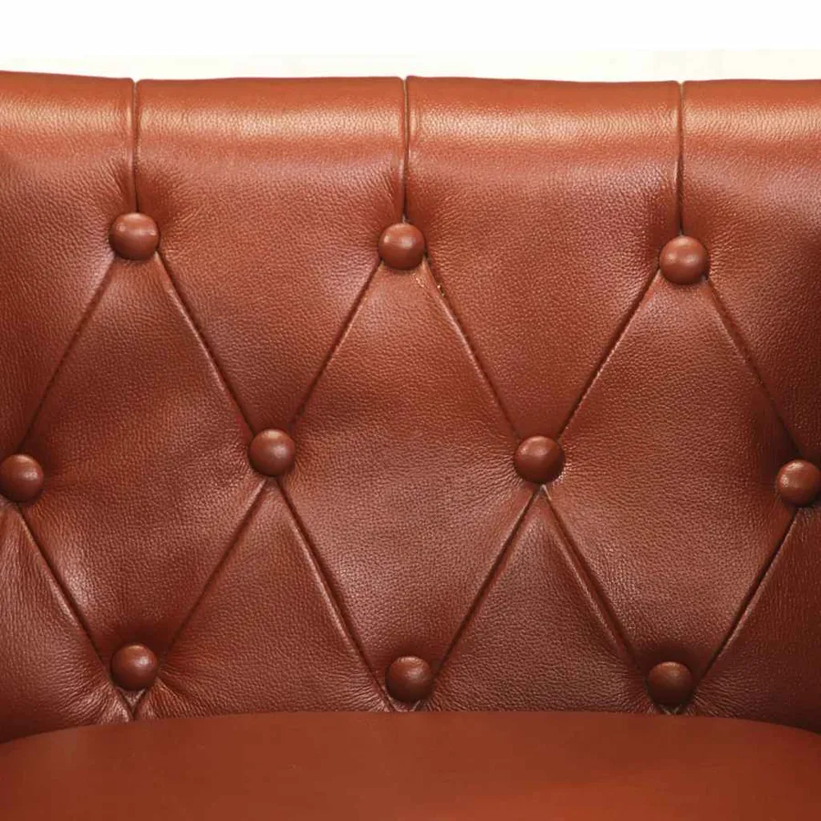Fauteuil marron cuir véritable - 6