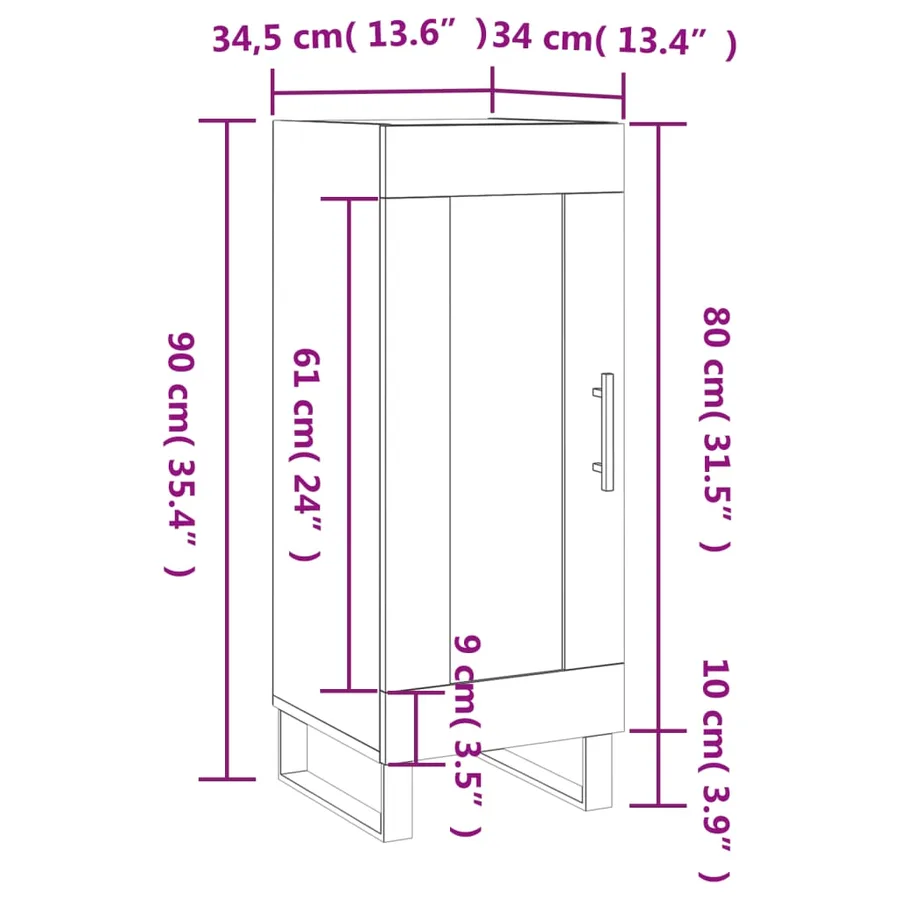 Buffet blanc 34,5x34x90 cm bois d'ingénierie - 13