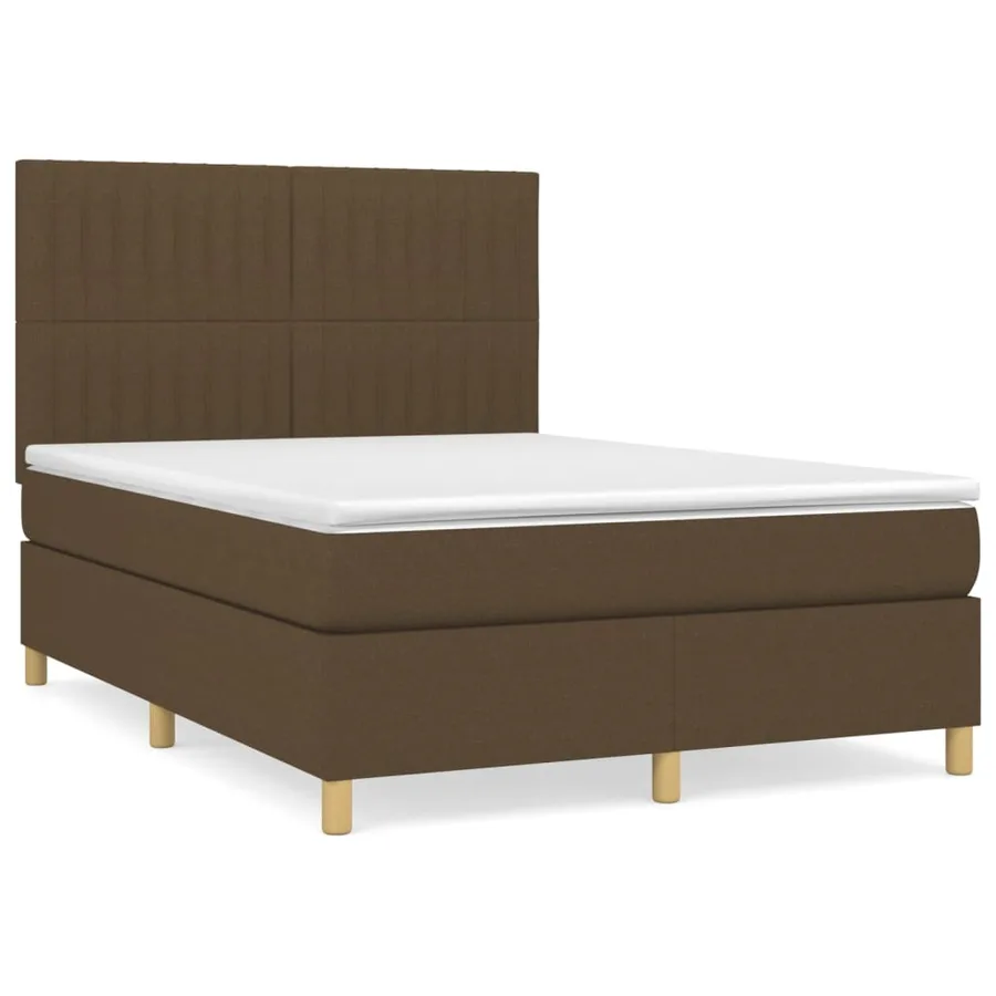 Sommier à lattes de lit avec matelas Marron foncé 140x190 cm - 2