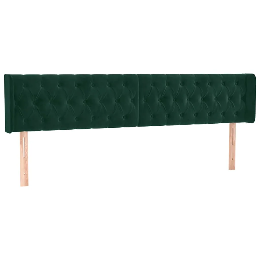 Tête de lit avec oreilles Vert foncé 203x16x78/88 cm Velours - 2
