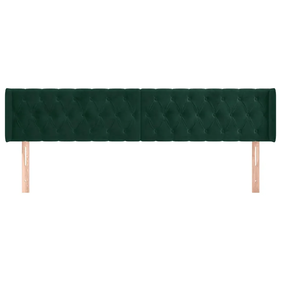 Tête de lit avec oreilles Vert foncé 203x16x78/88 cm Velours - 3