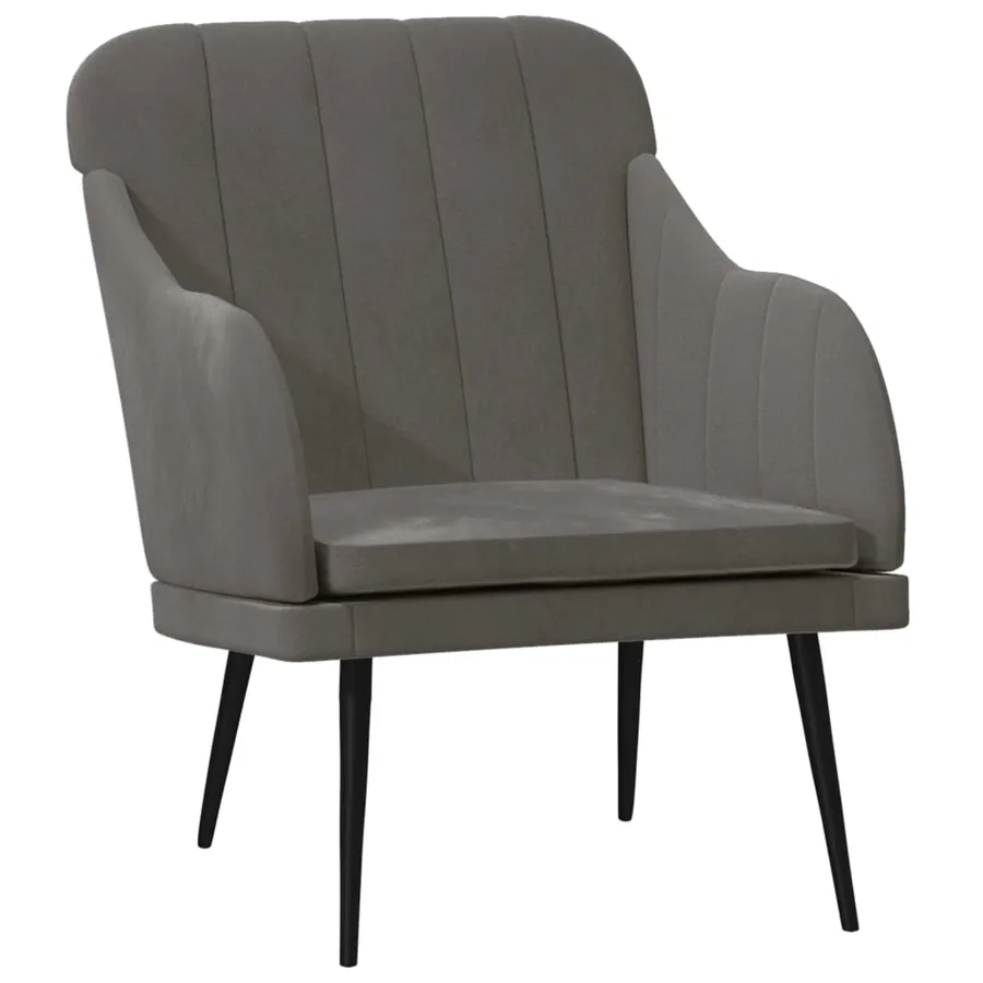 Fauteuil Gris foncé 63x76x80 cm Velours - 2