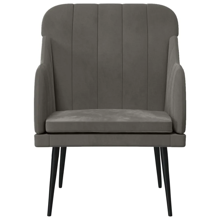 Fauteuil Gris foncé 63x76x80 cm Velours - 3