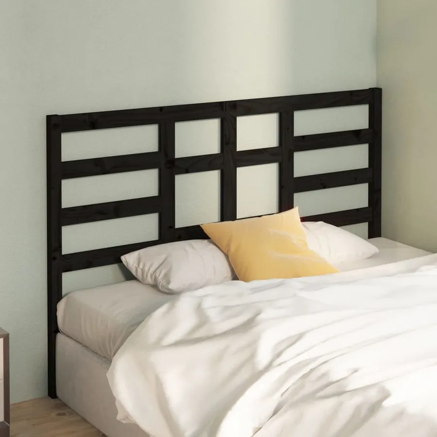 Tête de lit Noir 156x4x104 cm Bois massif de pin - 3