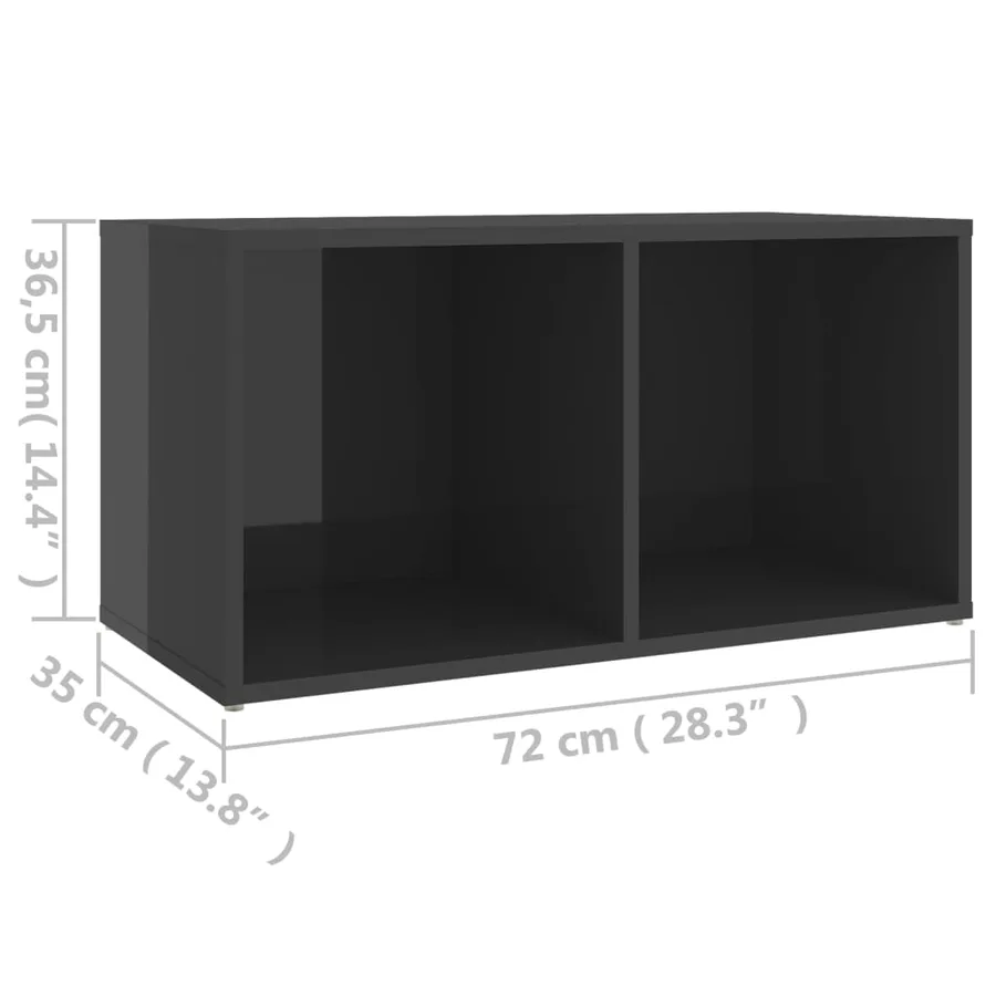 Meuble TV gris brillant 72x35x36,5 cm bois d’ingénierie - 9