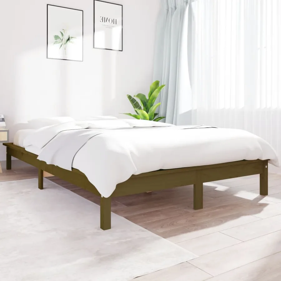 Cadre de lit sans matelas marron miel 200x200 cm bois massif