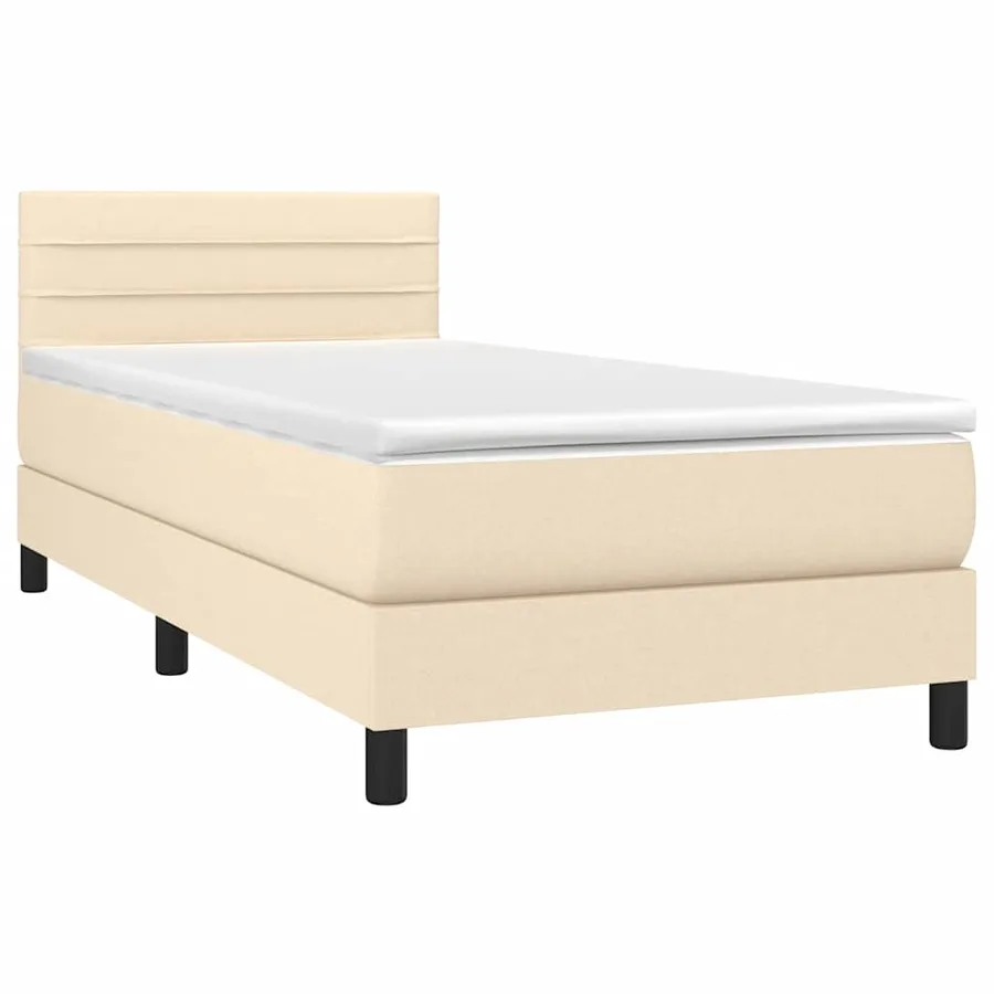 Sommier à lattes de lit avec matelas Crème 80x200 cm Tissu - 3