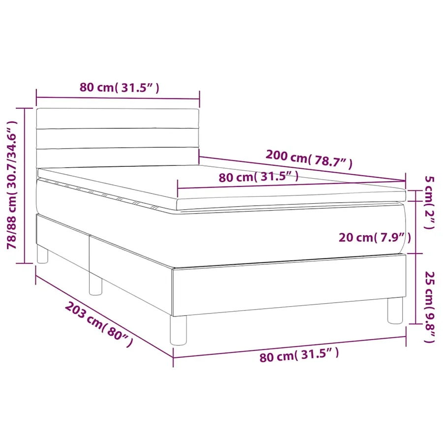 Sommier à lattes de lit avec matelas Crème 80x200 cm Tissu - 7