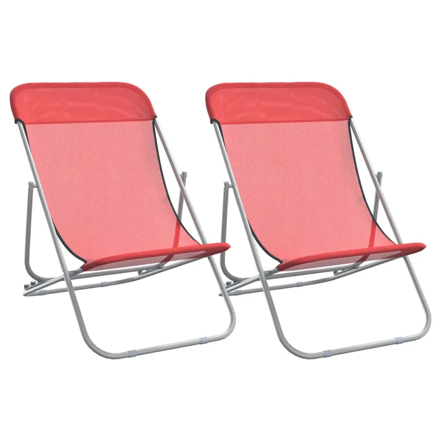 Chaises plage pliantes lot de 2 textilène acier enduit poudre - 2